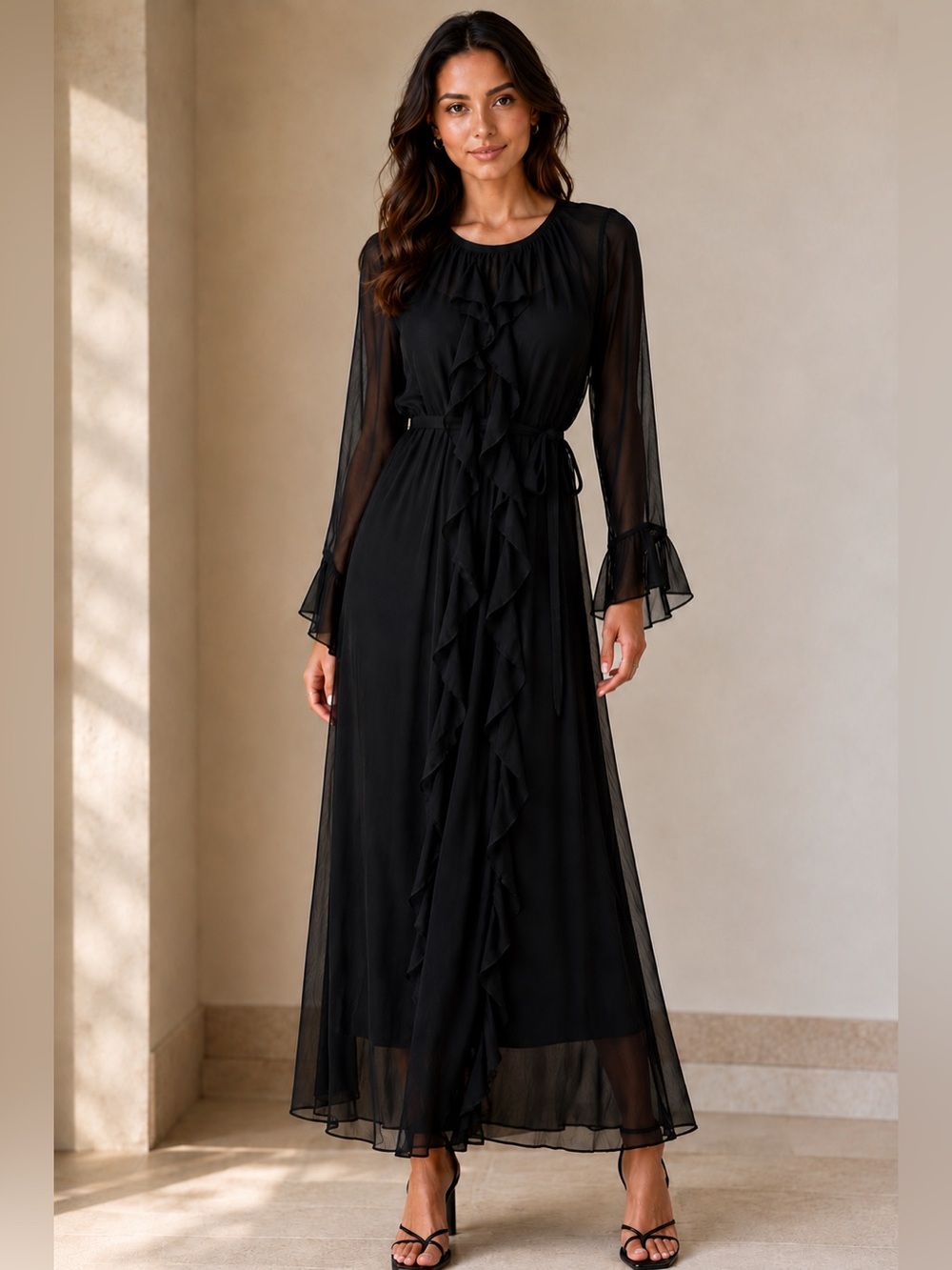 The Drop Womens Romantic Ruffle   Maxi Dress Size L